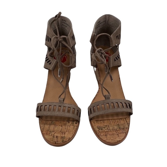 Tan Lace Up Loraine Open Toe Wedge Sandals Size 8 Women’s - Picture 2 of 6